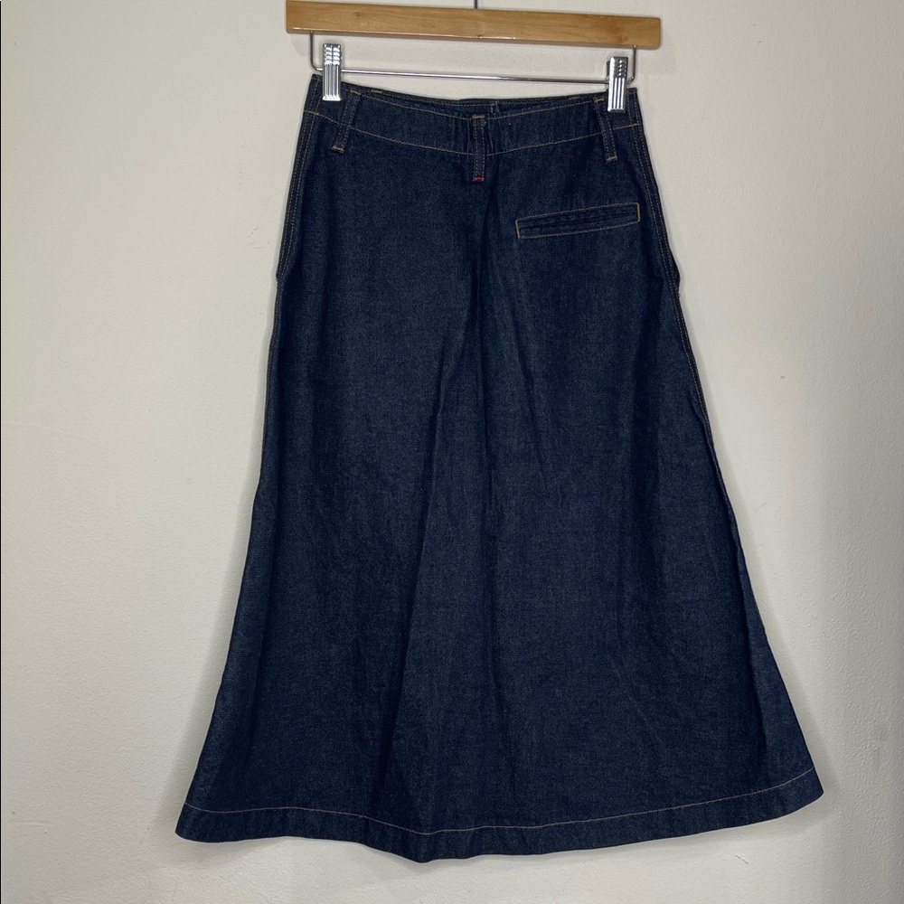 Uniqlo X Ines de la Fressange Midi Skirt Denim Button-Front A-Line Skirt - Picture 5 of 7